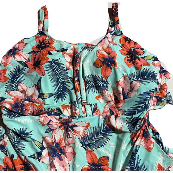 CATHERINES One Piece Swimsuit Bathing Suit Ruffles Built in Bra Floral Size 32W - Picture 2 of 12